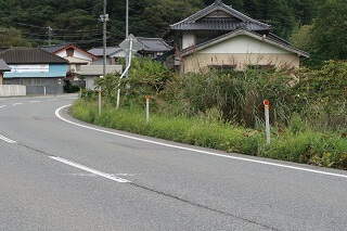 差込式木製デリネーター 国道107号岩手県住田町 中沢公民館付近